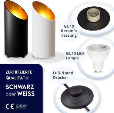LED підлоговий світильник uplight, чорний, 6 Вт, набір 2 шт., для внутрішнього освітлення, GU10, 230В, тепле світло 2700K
