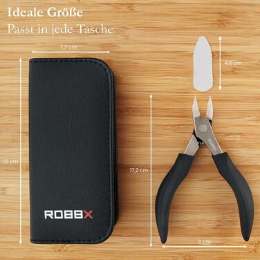 Набір для манікюру та педикюру ROBBX® Profi Nagelzange: кусачки для товстих нігтів, зручна ручка, чохол, ножиці
