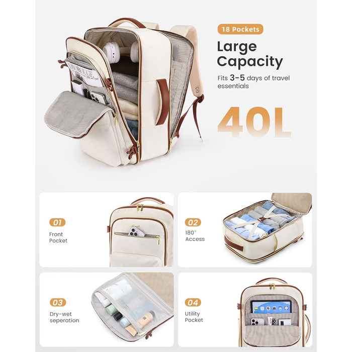 Рюкзак для ручної поклажі OVEVOOK: 40 л, для ноутбука 17.3