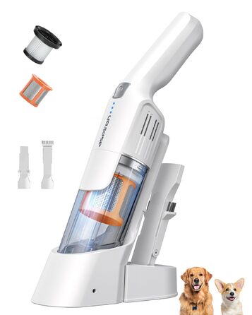 Акумуляторний пилосос ручний Aspiron 18000Pa з док-станцією, HEPA-фільтром, для авто, дому, офісу (білий)