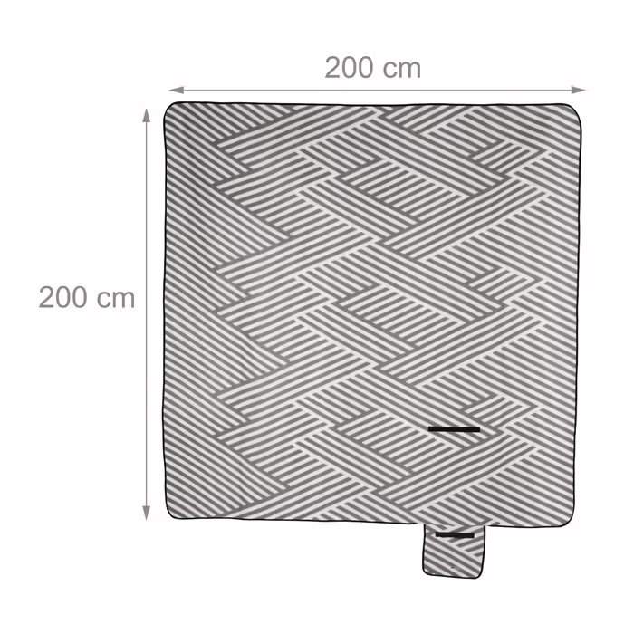 Relaxdays Striped Gray and White Picnic Blanket