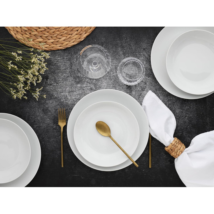 CreaTable Серія Luna Weiss: 12-ти частинний сервіз з порцеляни на 6 осіб, посуд для кухні, безпечний у посудомийній машині та мікрохвильовці