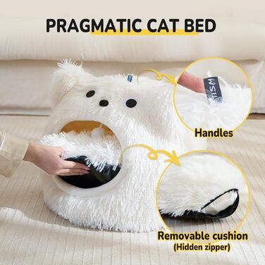 CATISM Cat Cave Cat Bed Washable Cat Sleeping Place for Cats Cute Monster Plush Pet Cat Head Pillow Cat House Cat Cushion Fluffy Kitten Puppy Snuggle Bed Pet Bed