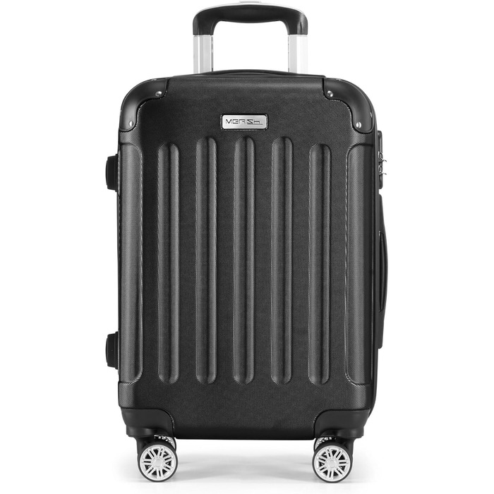 Чемодан туристичний Merish 3шт. з жорстким корпусом та подвійними колесами (9 кольорів, чорний)