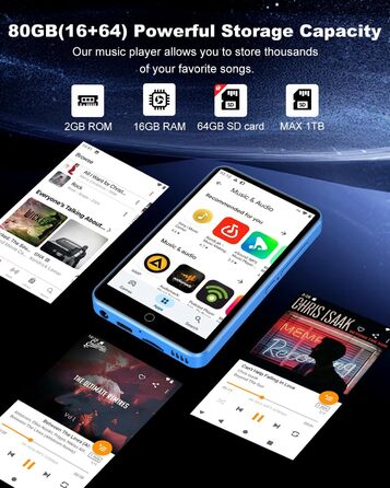 MP3 плеєр 80GB з Bluetooth та WiFi, 4.0