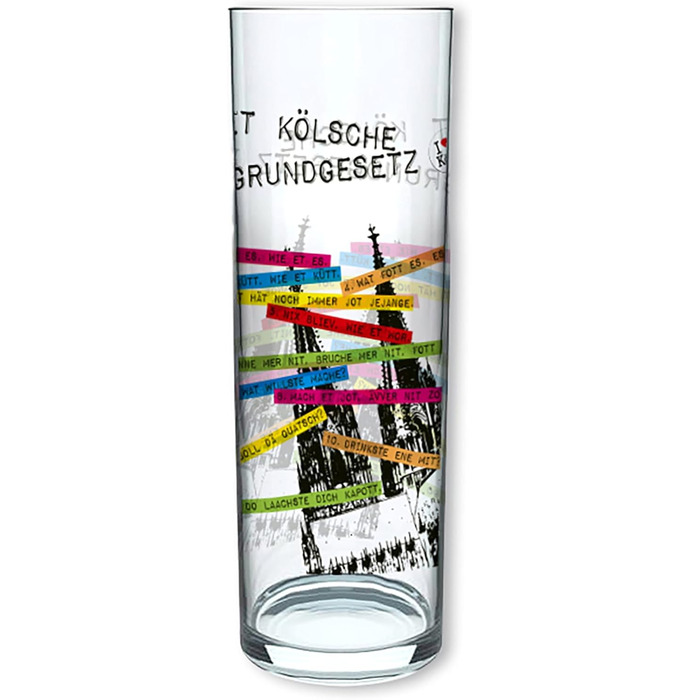 Set of 6 Kölsch glasses, assorted colors, 0.2ml, Cologne sticks with the Basic Law, beer glasses, drinking glasses with print. (MADE IN GERMANY), Size: 276 EU
