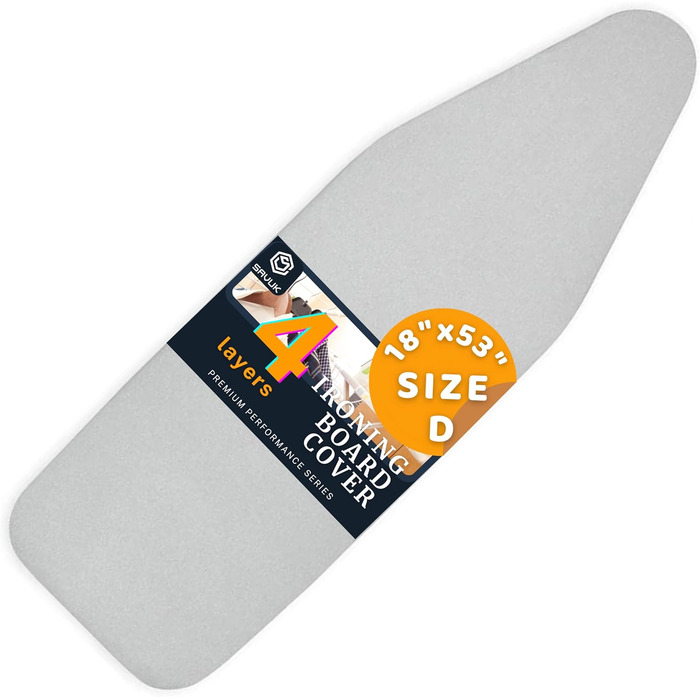 SAVUK Ironing Board Covers and Pad with Wide, Long Size, Adjustable Elastic Edge, Heat Reflective, Fits Boards Measuring 140 x 45, 130 x 50 or 140 x 50, Cover Measurement 18