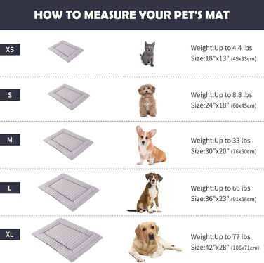 IEUUMLER Dog Bed Washable Dog Mat, Fluffy Soft and Warm Dog Blanket for Travel, Cat Cushion for Large and Small Dogs or Cats FC014 (Gray, 106 * 71cm) (XXL(121*76cm), Gray)