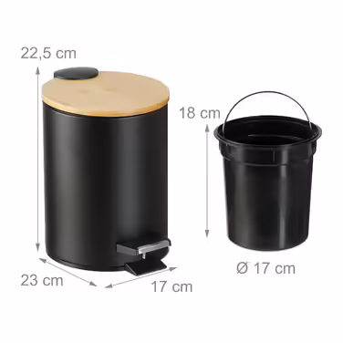 Relaxdays Trash Can 3 l with Bamboo Lid