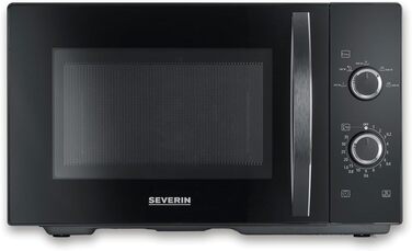 Мікрохвильова піч Severin 2-в-1 з грилем, 20 л, чорна, MW 7762. Плоский скляний стіл, 2 рівні, для кутового посуду, легке очищення