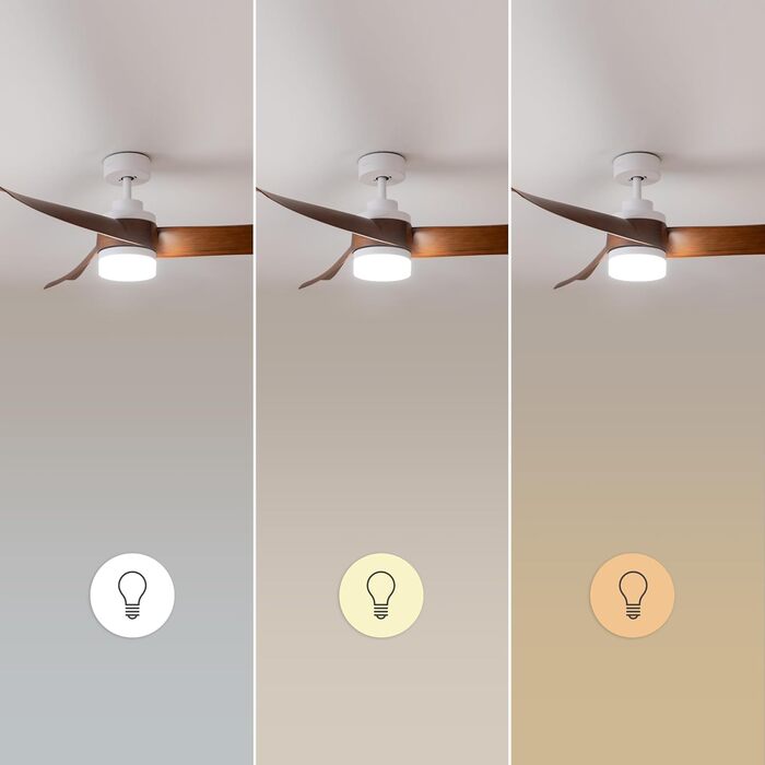 Стельовий вентилятор Cecotec EnergySilence Aero 5280 LightWood з LED підсвіткою 18W, діаметр 132 см, DC мотор, пульт, таймер, режим зима/літо