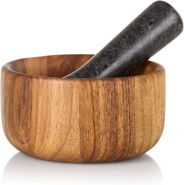 Набір для стукання спецій AdHoc MO42 з гранітним пестиком | Дерево акації та граніт | Ø 13 см
