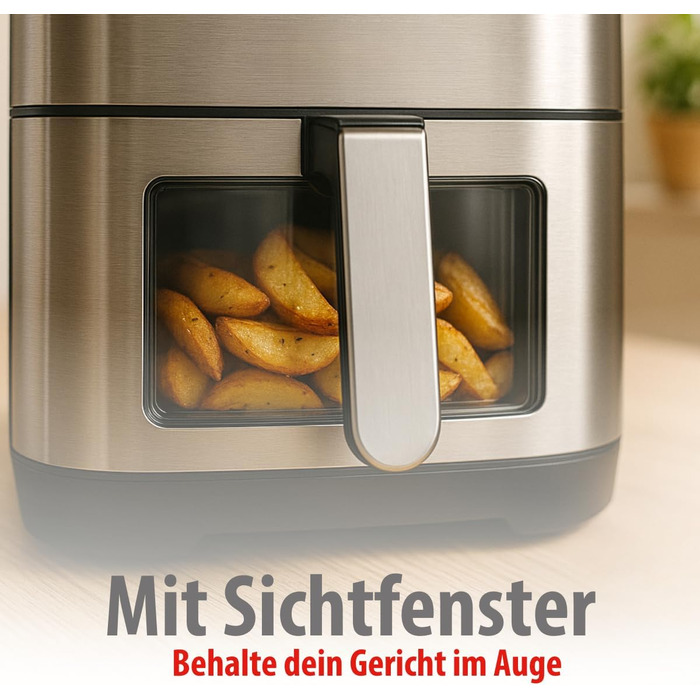 Фритюрниця Alpina Heißluft XXL: Цифрова фритюрниця Air Fryer на 8 літрів, 1800W, для 4-6 осіб, з таймером до 2 годин, 80-200°C