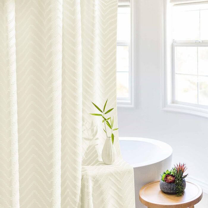 Штора для душу BTTN 180x180 см, бежева бохо, з китицями, водонепроникна, з гачками (1 шт)