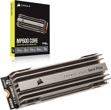 SSD Corsair MP600 CORE 1TB M.2 NVMe PCIe Gen4 - Чорний
