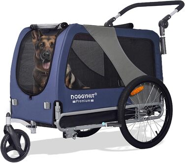 DOGGYHUT® Преміум XL 2-в-1 велосипедний причіп і візок для собак, 23-45 кг, синій