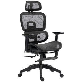 HOMCOM Ergonomic Mesh Office Chair with Adjustable Height, Swivel, Armrests, and Headrest - Black