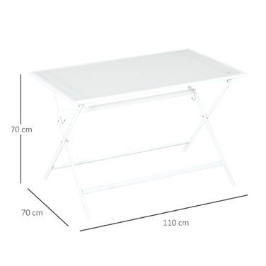 Стіл Outsunny розкладний садовий зі скобою для парасольки 110x70x70 см, складний і стабільний, приставний столик для балкона та пікніка