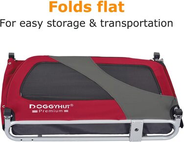 DOGGYHUT® Преміум велосипедний причіп для собак середнього розміру до 23 кг, складний (червоний)