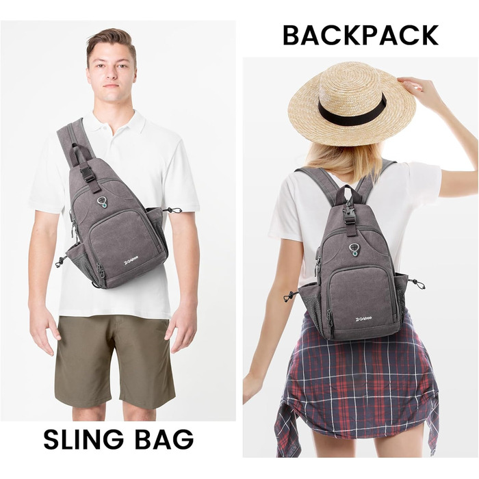 Сумка через плече G4Free на канвісі (Dunkelgrau) - для подорожей, хайкінгу, бігу, альпінізму