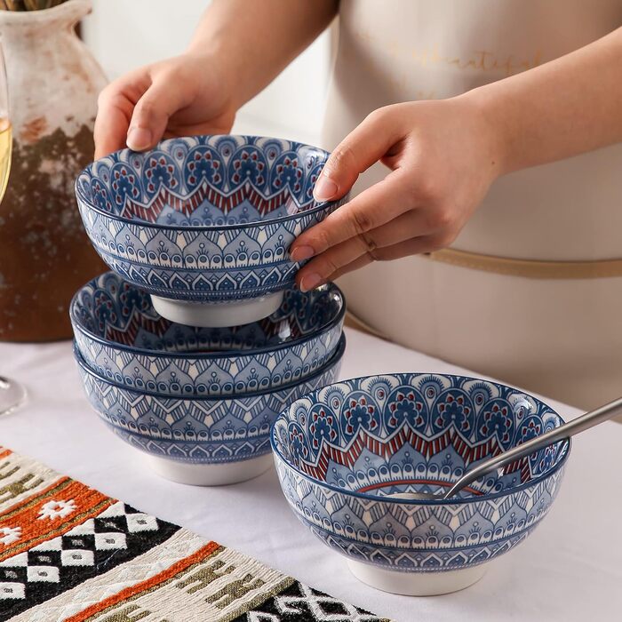 Сервіз столовий порцеляновий Vancasso MANDALA 32 елементи, 8 персон, ручна робота, богемський стиль, бірюзовий мандала