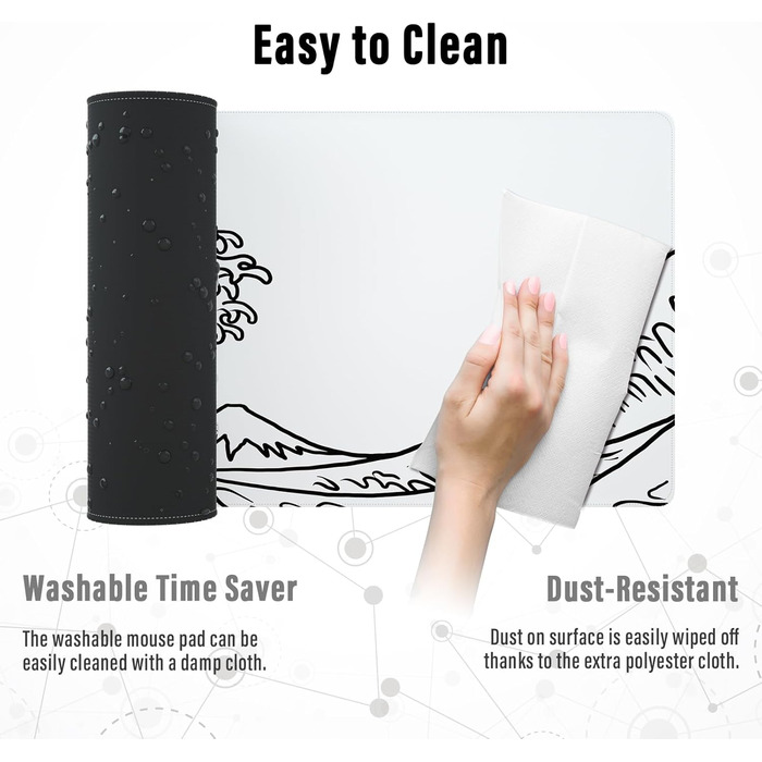 Ігрова мишка Pad Ovenbird з картографічним малюнком, з прошитими краями, великий XL, 80 x 30 см, чорний