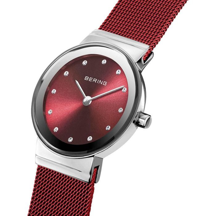 Годинник Bering жіночий кварцовий | Наручний годинник з нержавіючої сталі 26 мм | Браслет Міланська петля | Сапфірове скло | 5 ATM | 10126 (Мінімалістичний)
