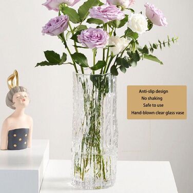 Скляна ваза QEEYON: сучасний циліндричний дизайн, ручної роботи, 30х10 см, для дому, офісу, весілля, подарунок