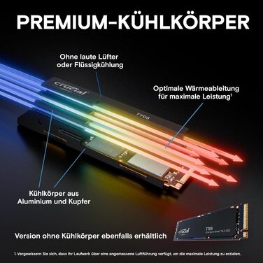 SSD Crucial T705 2TB PCIe Gen5 NVMe M.2 - до 13600 МБ/с, DirectStorage, сумісний з PCIe 4.0