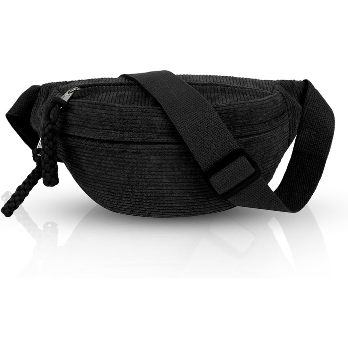 Жіноча сумка через плече, поясна сумка, сумка кросбоді з корду, стильна та практична нагрудна сумка, сумка на пояс, на стегно, для спорту, подорожей, бігу, школи, зелена (чорна)