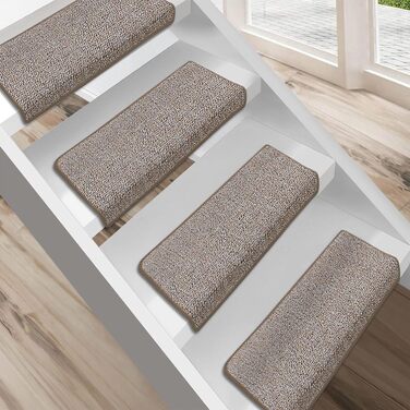 Килимок на сходинки Floordirekt 15 шт. (65x23 см, напівкруглий/прямокутний, бежевий)