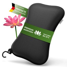 Подушка для ванни MEDIUM-WEICH, чорна, з присосками. Ергономічна подушка для шиї у ванну. Аксесуар для ванної кімнати.