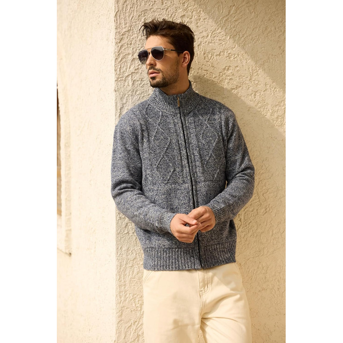 Чоловіча флісова куртка Les Umes з коміром-стійкою, осінь-зима, Regular Fit (М, Multiblau)