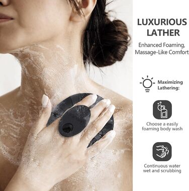 Силиконова мочалка для тіла Beautail: м'який пілінг, для чутливої шкіри, з неслизькою ручкою, 1 шт. (Чорний + зіркове світло)