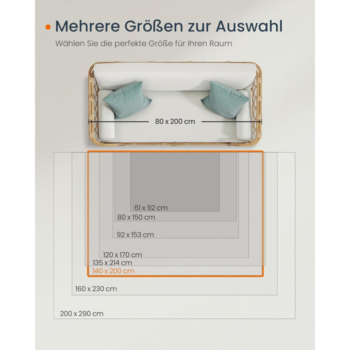 Килим SONGMICS HOME Vintage, 120x170 см, для вітальні, спальні, кухні, коридору, їдальні, миючий, з антиковзаючим покриттям, аквамарин (TAR032G01)