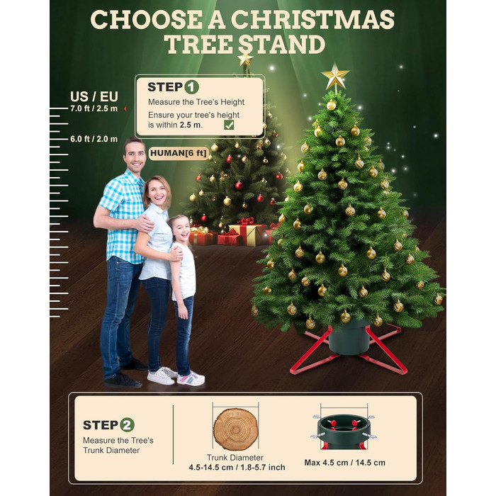 Підставка для ялинки з водою PUDO: міцна, для ялинок до 2,5м, зелений колір