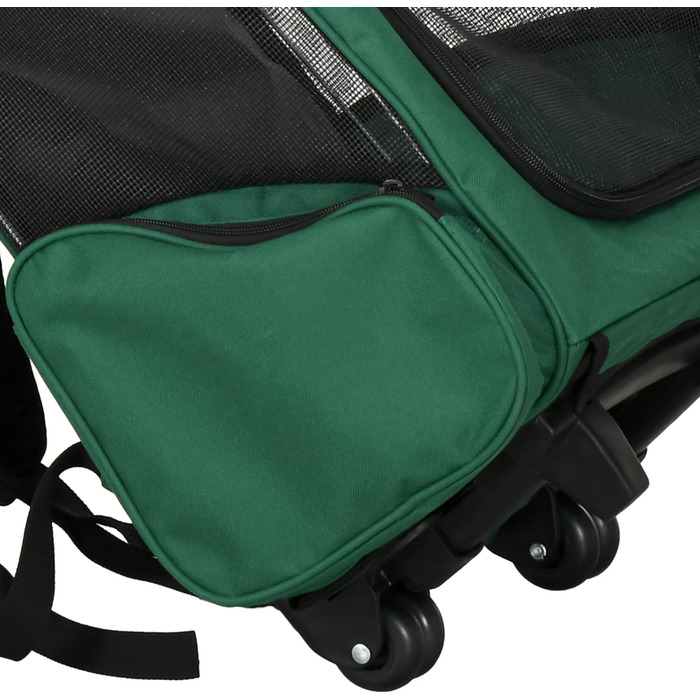 PawHut Рюкзак-переноска для собак та котів 2-в-1 з кишенями, телескопічною ручкою та колесами, 42 x 25 x 55 см, Зелений