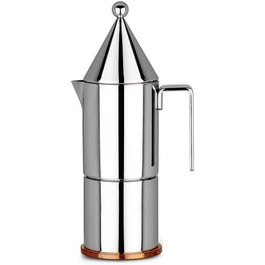 Кавомашина Alessi La Conica 90002/3 - дизайн з нержавіючої сталі з мідним дном, 3 чашки, срібна