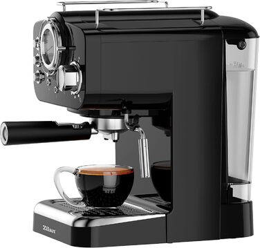 Zilan Espresso Machine with Milk Frother | Semi-Automatic Espresso Machine | Cappuccino Machine | Portafilter Coffee Machine | 1.25 L Water Tank | 15 bar | Retro Design