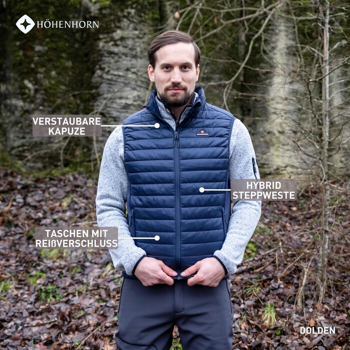 Чоловіча гірська жилетка Höhenhorn Dolden Hybrid - спортивна степна куртка, темно-синього кольору