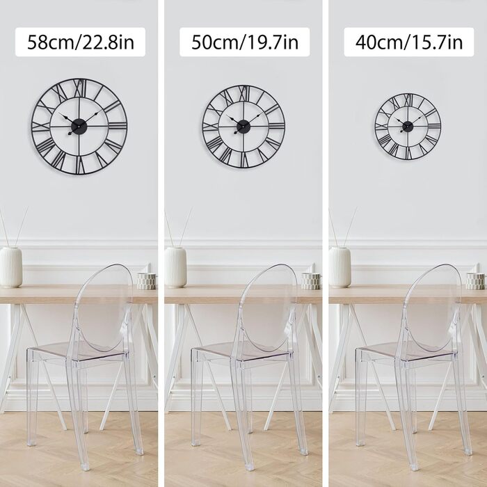 ACCSHINE Wall Clock Large No Ticking Noise Silent 40cm Roman Numerals Quartz Battery Operated Wall Clock Easy to Read for Living Room Kitchen Bedroom Office School