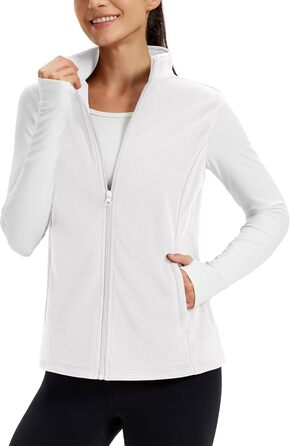 TACVASEN жіноча флісова жилетка Outdoor, тепла жилетка з капюшоном та кишенями на блискавці, спортивна жилетка для жінок (XL, білий)