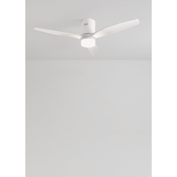 Вентилятор стельовий Windcalm Natural Wood з пультом, Ø132 см, 40W, 6 швидкостей, літній/зимовий режим, білий, з підсвіткою