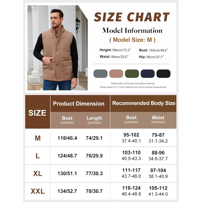 Xnova Тепла зимова жилетка для чоловіків з флісовою підкладкою Sherpa, жилетка-куртка, для полювання, роботи, на відкритому повітрі, хакі, розмір L