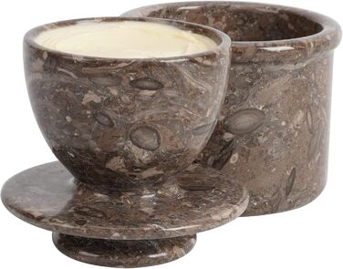 Butterhalter handcrafted marble butter crock for the kitchen - as a utensil holder and for cold cheese, Grey Oceanic