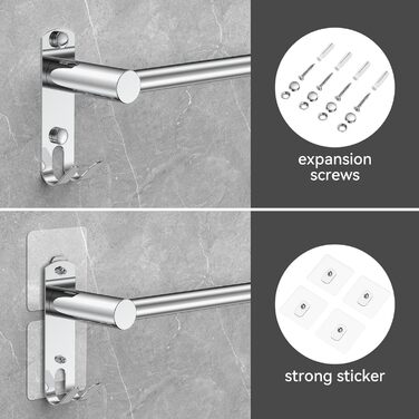 Висувна тримач для рушників 43-78 см, нержавіюча сталь, без свердління, для ванної кімнати та кухні