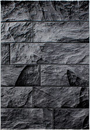 Килим для вітальні HomebyHome 120x170 см, прямокутний, чорно-сірий, короткий ворс, дизайн з дерева. Підходить для спальні, їдальні, кухні. М'який, пухнастий, легко миється.