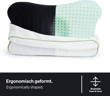 BLACKROLL® Recovery Pillow Set (50 x 30 cm), orthopedic pillow with additional cover, ergonomic head pillow with travel bag, neck pillow made of viscose memory foam, Made in Germany, Climate pillow + Climate pillow cover