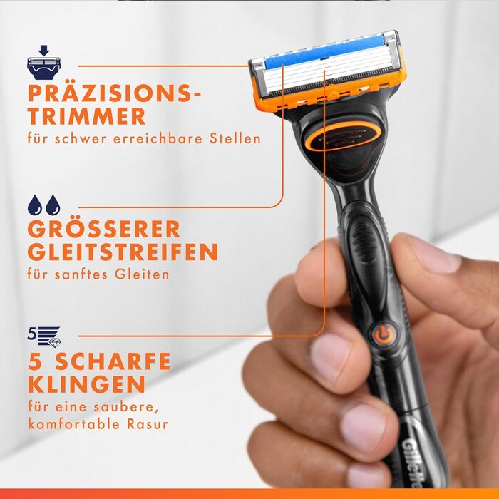 Смінні касети для гоління Gillette Fusion 5 Power для чоловіків, 8 шт, помаранчеві