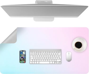 Підкладка для столу зі шкіри, протиковзна, розмір 80x40 см, килимок для миші, для офісу та дому (рожева/блакитна)